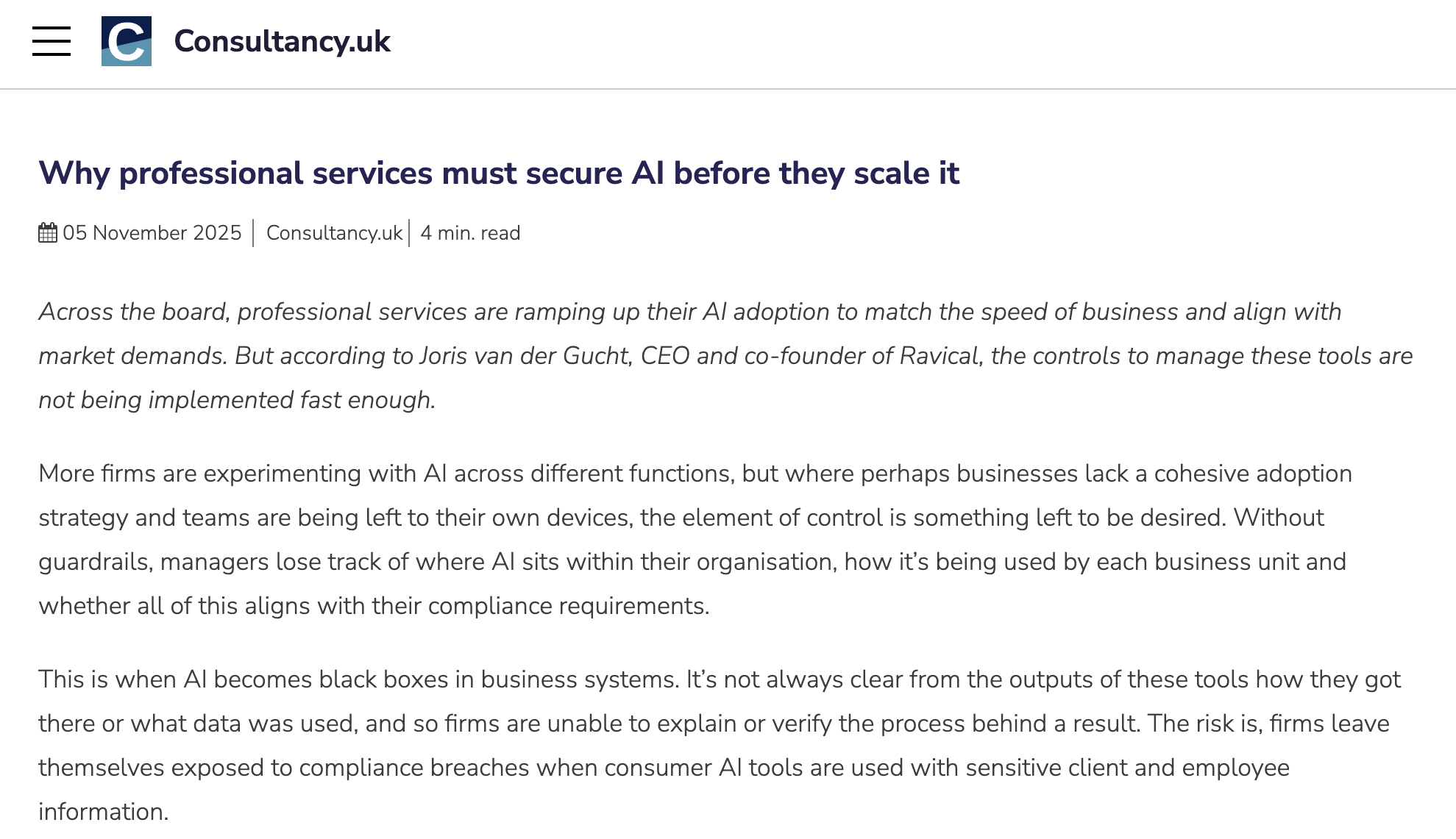 Consultancy UK Ravical